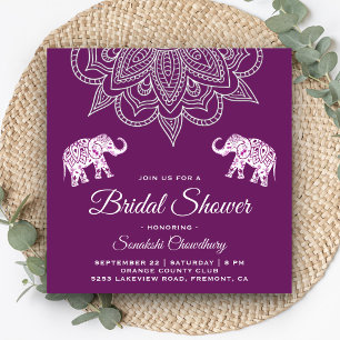 Convite Chuva de Noiva Indiana Mandala Roxa Elegante