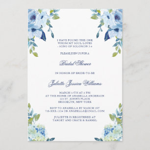 Convite Chuva de Noiva Juliette Floral Azul Poeirento Eleg