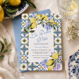 Convite Chuva de Noiva La Dolce Vita Limão Itália Azulejos