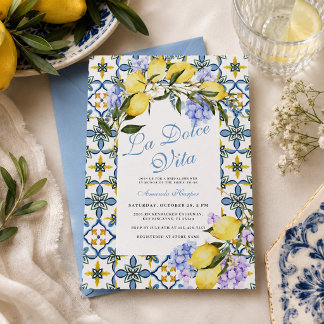 Convite Chuva de Noiva La Dolce Vita Limão Itália Azulejos