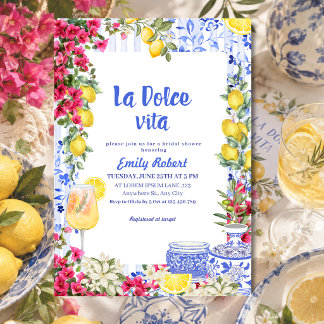 Convite Chuva de Noiva La Dolce Vita Limão Mediterrâneo