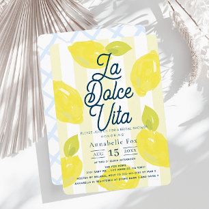 Convite Chuva de Noiva La Dolce Vita Pintada à Mão com Lim