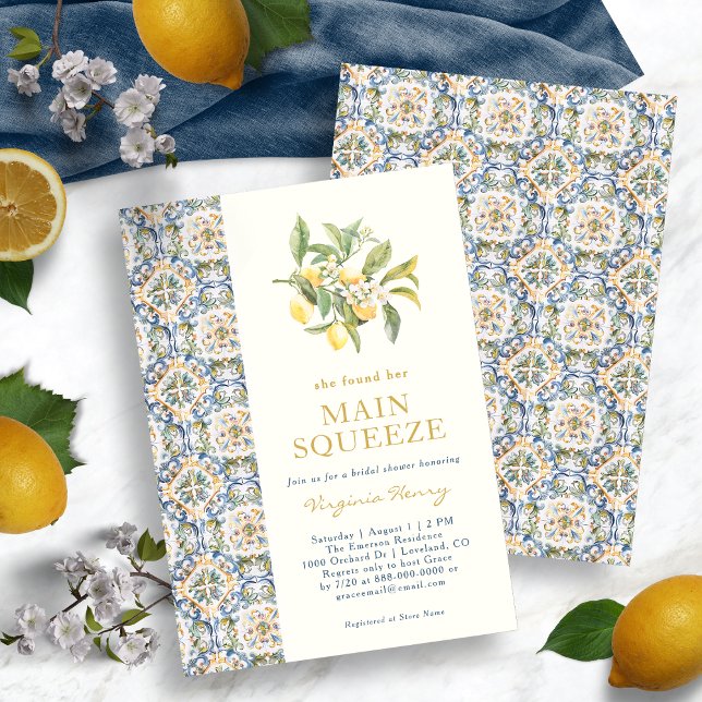 Convite Chuva de Noiva Lemon Main Squeeze (Lemon Main Squeeze Bridal Shower Invitation
)