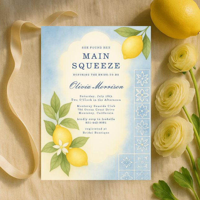 Convite Chuva de Noiva Limão Mediterrâneo Squeeze Principa (Criador carregado)