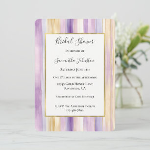 Convite Chuva de Noiva Listras Roxo Lavanda Dourado