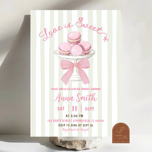 Convite Chuva de Noiva Macaroon com Listra Rosa Sage