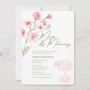 Convite Chuva de Noiva Margs & Matrimony Floral Rosa e Sag