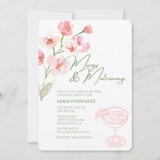 Convite Chuva de Noiva Margs & Matrimony Floral Rosa e Sag