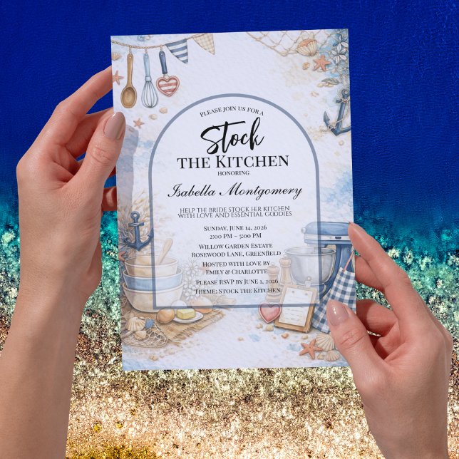 Convite Chuva de Noiva Marítima Tema Cozinha Oceânica (Nautical Ocean Kitchen Themed Invitations
)