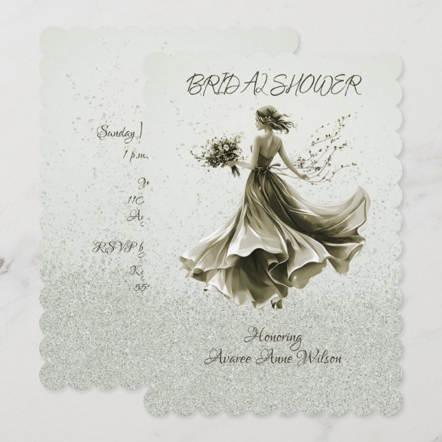 Convite Chuva de Noiva Marrom Monocromática Casamento (Frente/Verso)