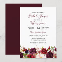 Chuva de Noiva Marsala Burgundy Floral Vermelho