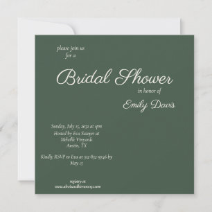 Convite Chuva de Noiva Minimal Script Highland Musgo Verde
