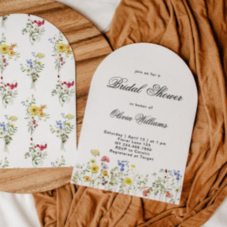 Convite Chuva de Noiva Minimalista de Flores Silvestres
