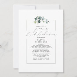 Convite Chuva de Noiva Minimalista Folhagem Elegante Rota