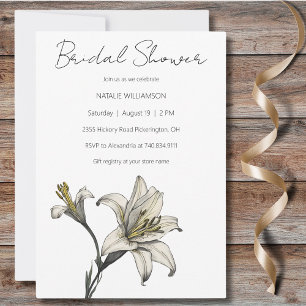 Convite Chuva de Noiva Minimalista Lírio Branco