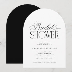 Convite Chuva de Noiva Minimalista Preto e Branco Arqueada