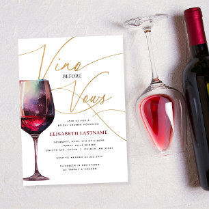 Convite Chuva de Noiva Modern Merlot Gold Vino Antes dos V