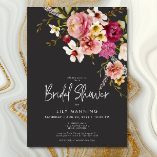 Convite Chuva de Noiva Moderna Elegante Floral de Prado Pr