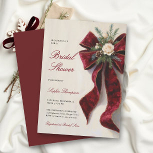 Convite Chuva de Noiva Natalina Burgundy Elegante