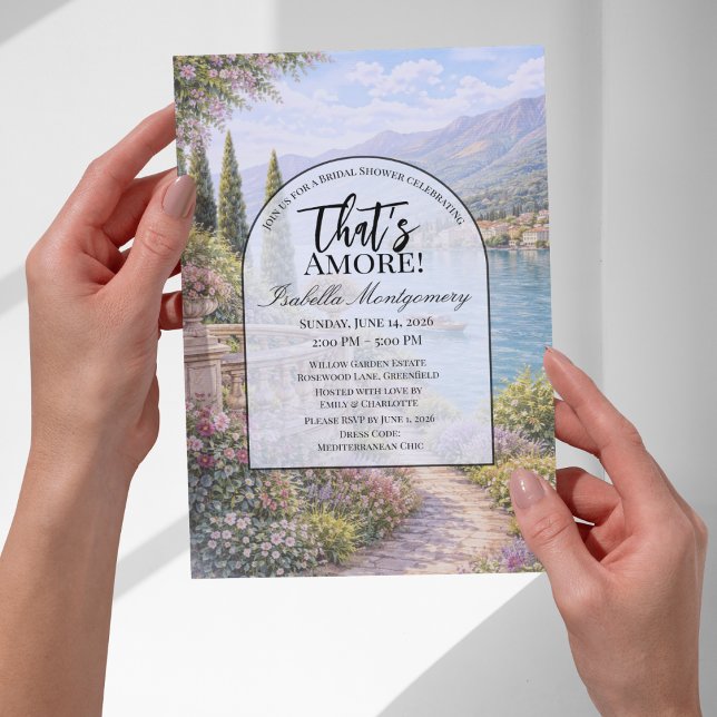 Convite Chuva de Noiva no Lago Como Italiano Que é Amor (Italian Lake Como That’s Amore Bridal Shower Invitations
)