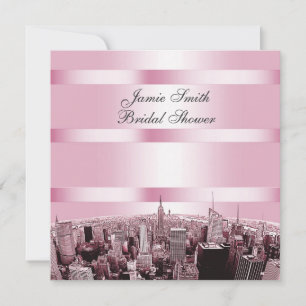 Convite Chuva de Noiva NYC Etched Skyline 2, Preto Rosa