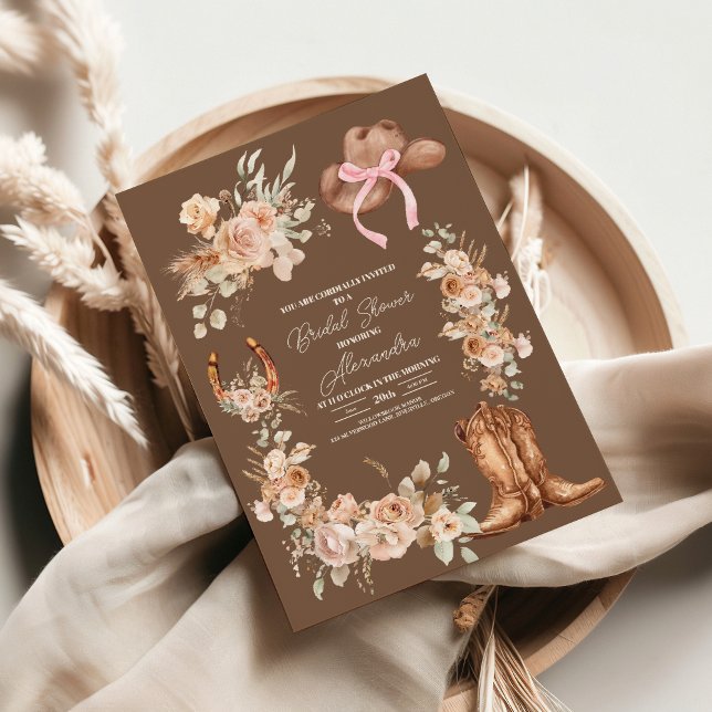 Convite Chuva de Noiva Ocidental Floral Boho (Criador carregado)