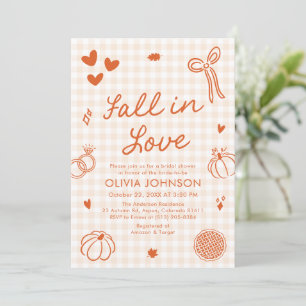 Convite Chuva de Noiva Orange Hand Drawn Fall in Love