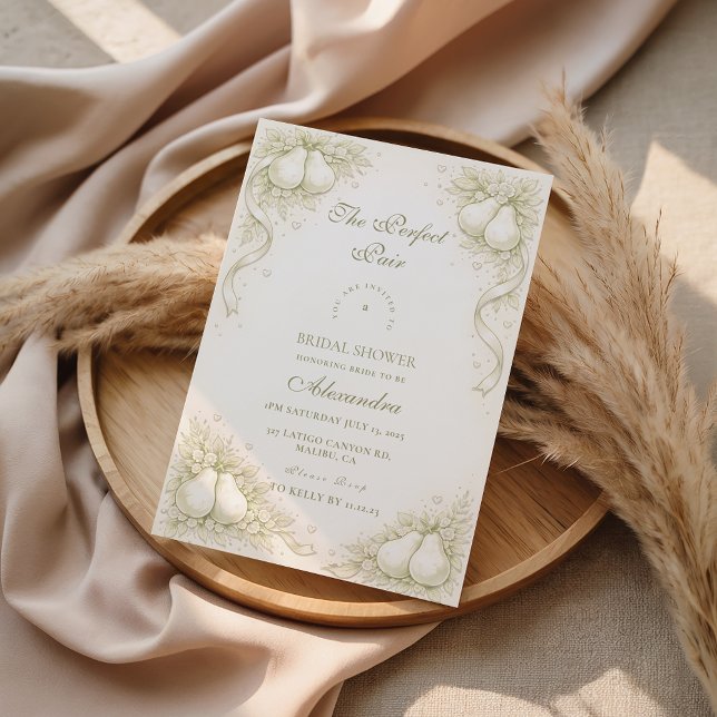 Convite Chuva de Noiva Par de Pérolas Elegante Perfeito (Criador carregado)
