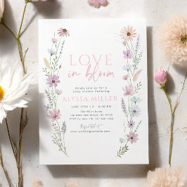 Convite Chuva de Noiva Pastel Amor em Flor de Flores Silve