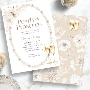 Convite Chuva de Noiva Pérolas Elegantes e Prosecco