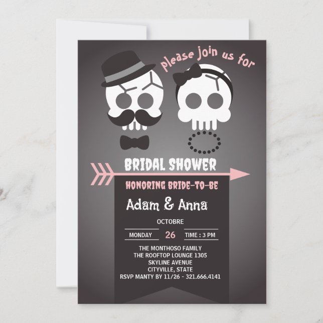 Convite Chuva de Noiva Personalizada Halloween Gótico Crân (Frente)