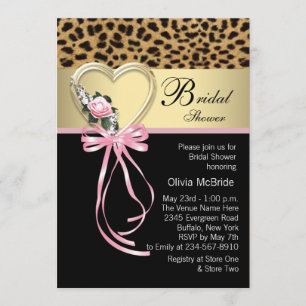 Convite Chuva de Noiva Pink Leopard Black Gold