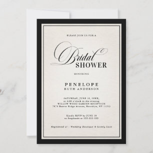 Convite Chuva de Noiva Preta Formal Moderno com Dinheiro A