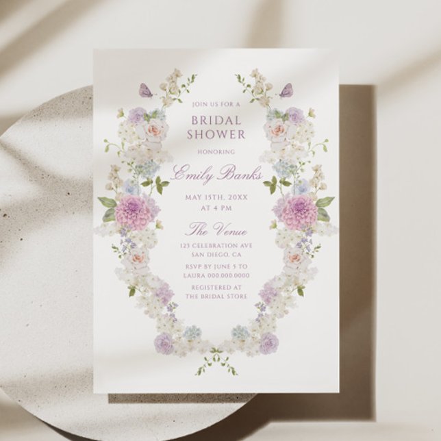 Convite Chuva de Noiva Romântica com Pastéis Suaves Florai (Criador carregado)