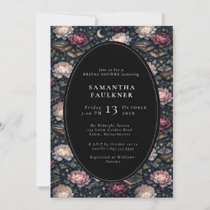 Convite Chuva de Noiva Romântica Floral Elegante e Sombria