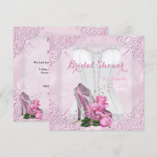 Convite Chuva de Noiva Rosa Pink Salto Alto Renda Damask