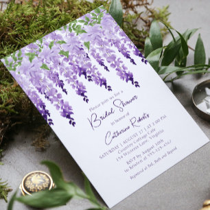 Convite Chuva de Noiva Roxa Lavanda Aquarela Wisteria