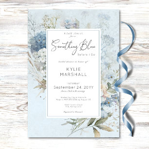 Convite Chuva de Noiva Rústica Algo Azul Floral Branco