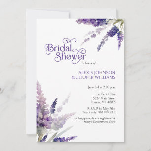 Convite Chuva de Noiva Rústica Boho Flores Lavanda Roxo