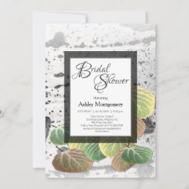 Convite Chuva de Noiva Rústica Casca de Aspen e Folhas