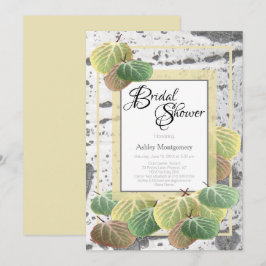 Convite Chuva de Noiva Rústica - Casca de Aspen e Folhas