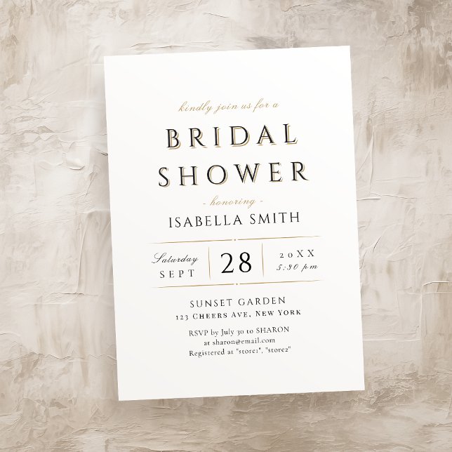 Convite Chuva de Noiva Simples Elegante Moderna e Luxuosa (Simple Elegant Modern Classy Luxury Bridal Shower Invitation)