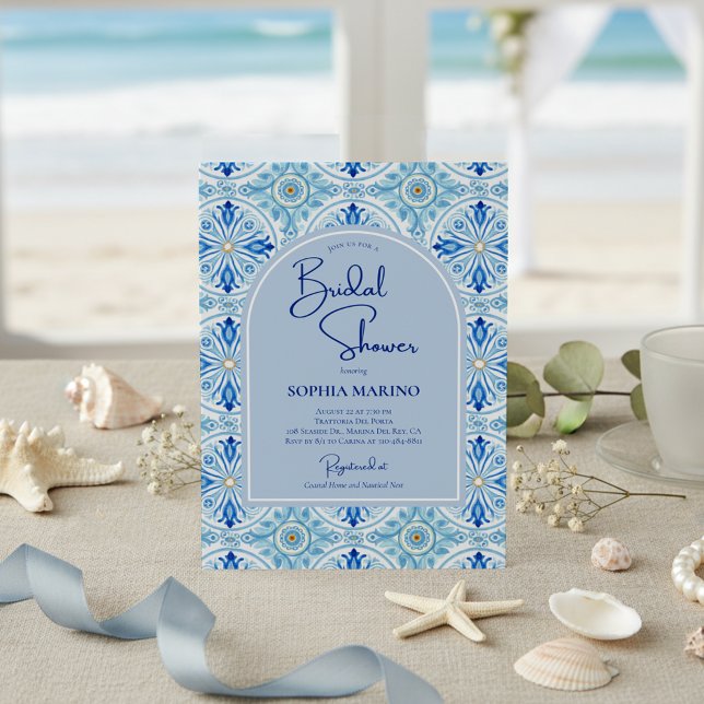 Convite Chuva de Noiva Something Blue Amalfi Costeira (Criador carregado)