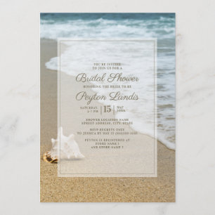 Convite Chuva de Noiva Stylish Praia Oceano Concha