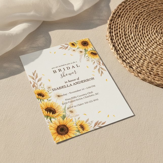 Convite Chuva de Noiva Sunflower Canto Estilo Rústico (country bridal shower rustic
fall floral invitation sunflower
organic botanical corner design)