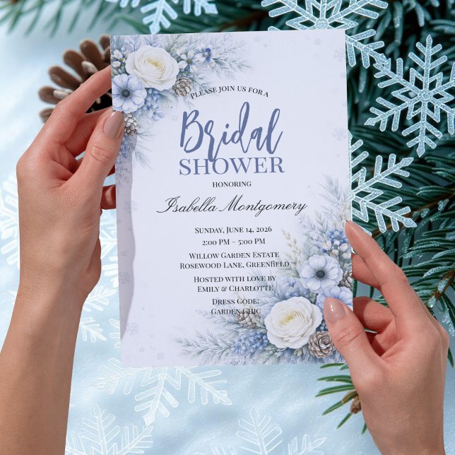 Convite Chuva de Noiva Tema de Inverno (Winter Theme Bridal Shower Invitations)