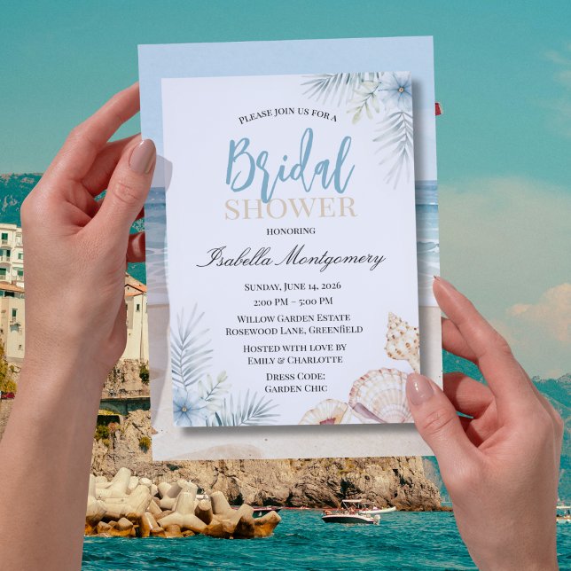 Convite Chuva de Noiva Tema Praia (Tropical Beach Theme Bridal Shower Invitations
)