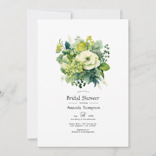 Convite Chuva de Noiva Tons de Verde Floral