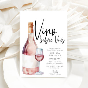 Convite Chuva de Noiva Vino Antes dos Votos Aquarela Elega