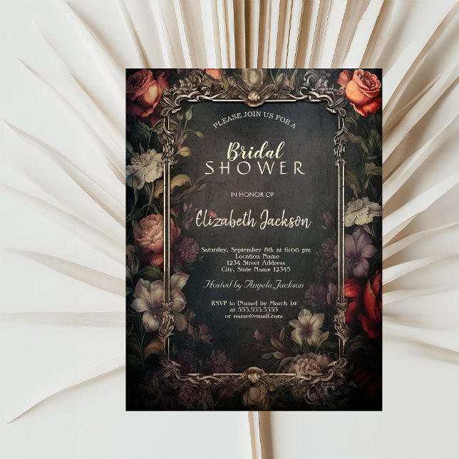 Convite Chuva de Noiva Vintage Dark Roses Gótico (Criador carregado)